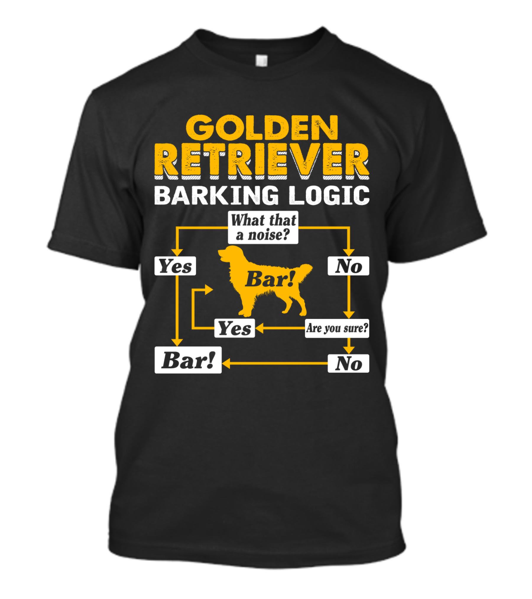 Golden Retriever Barking Logic Flowchart Humor T-Shirt