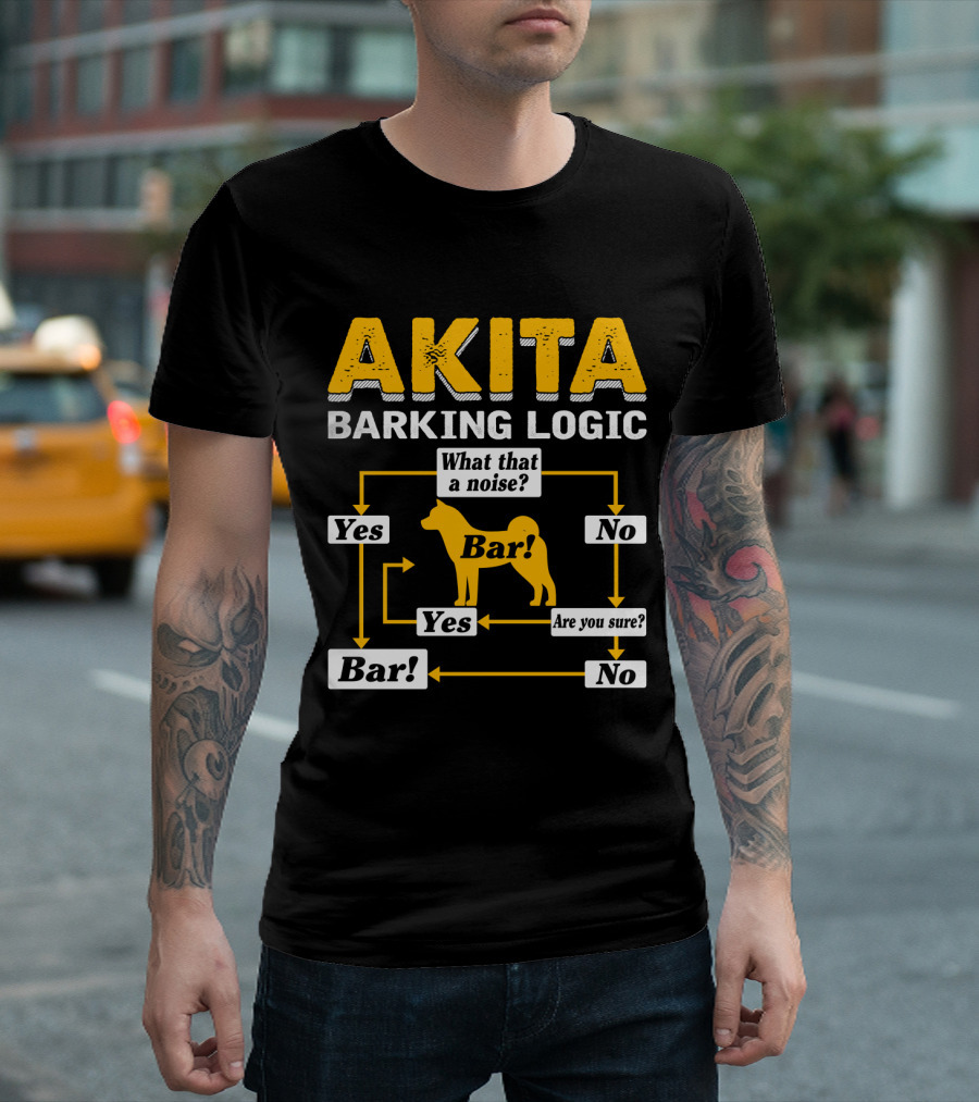 AKITA BARKING LOGIC YES NO WHAT THAT A NOISE BAR ARE YOU SURE? T-Shirt