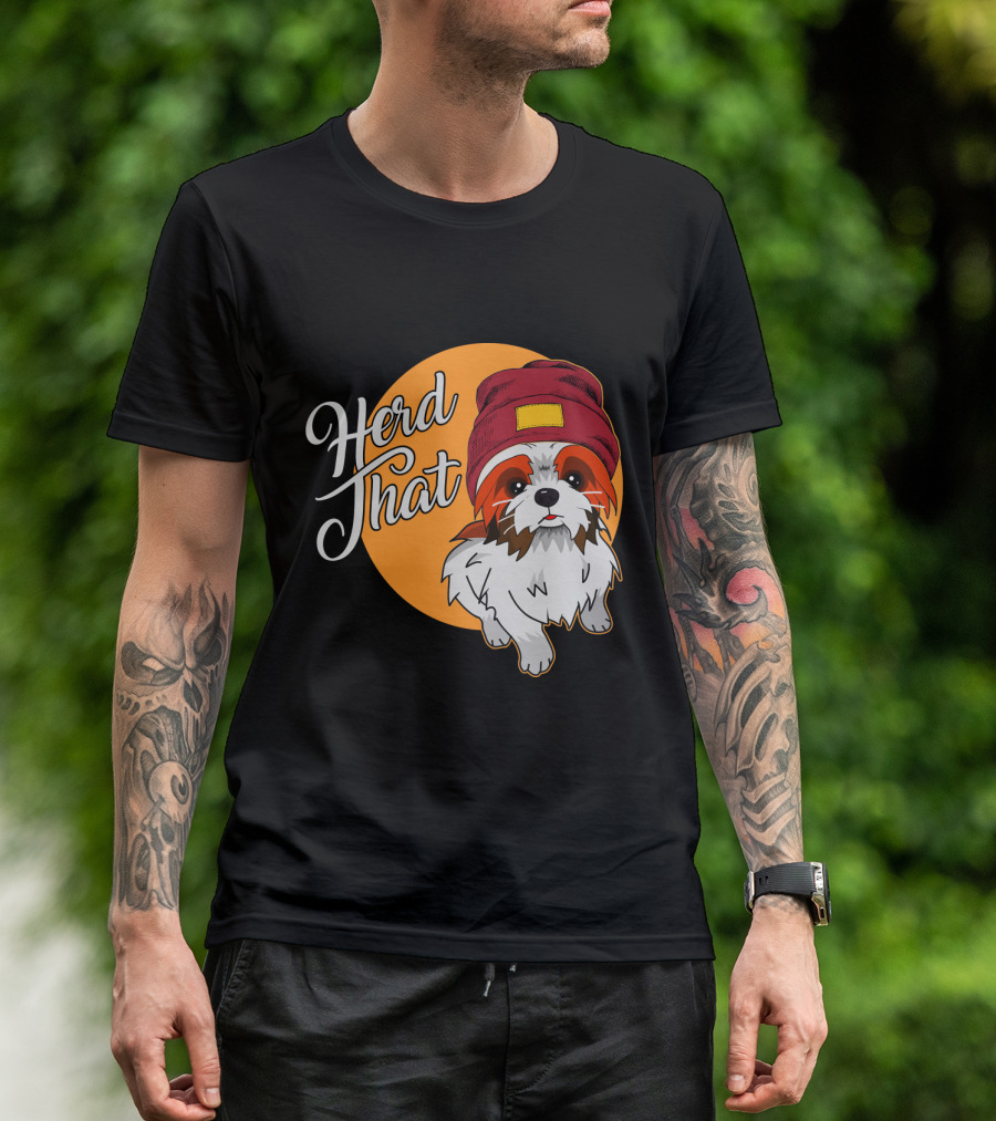 Herd That Shih Tzu Animal Lover Dog With Hat Sketch T-Shirt