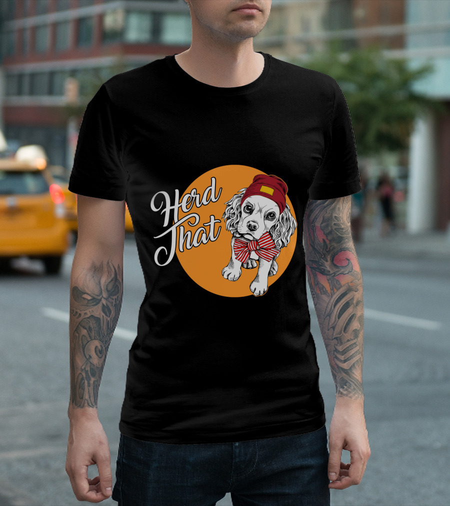 Herd That Cocker Spaniel Funny Animal Lover Dog Bow Tie Beanie T-Shirt
