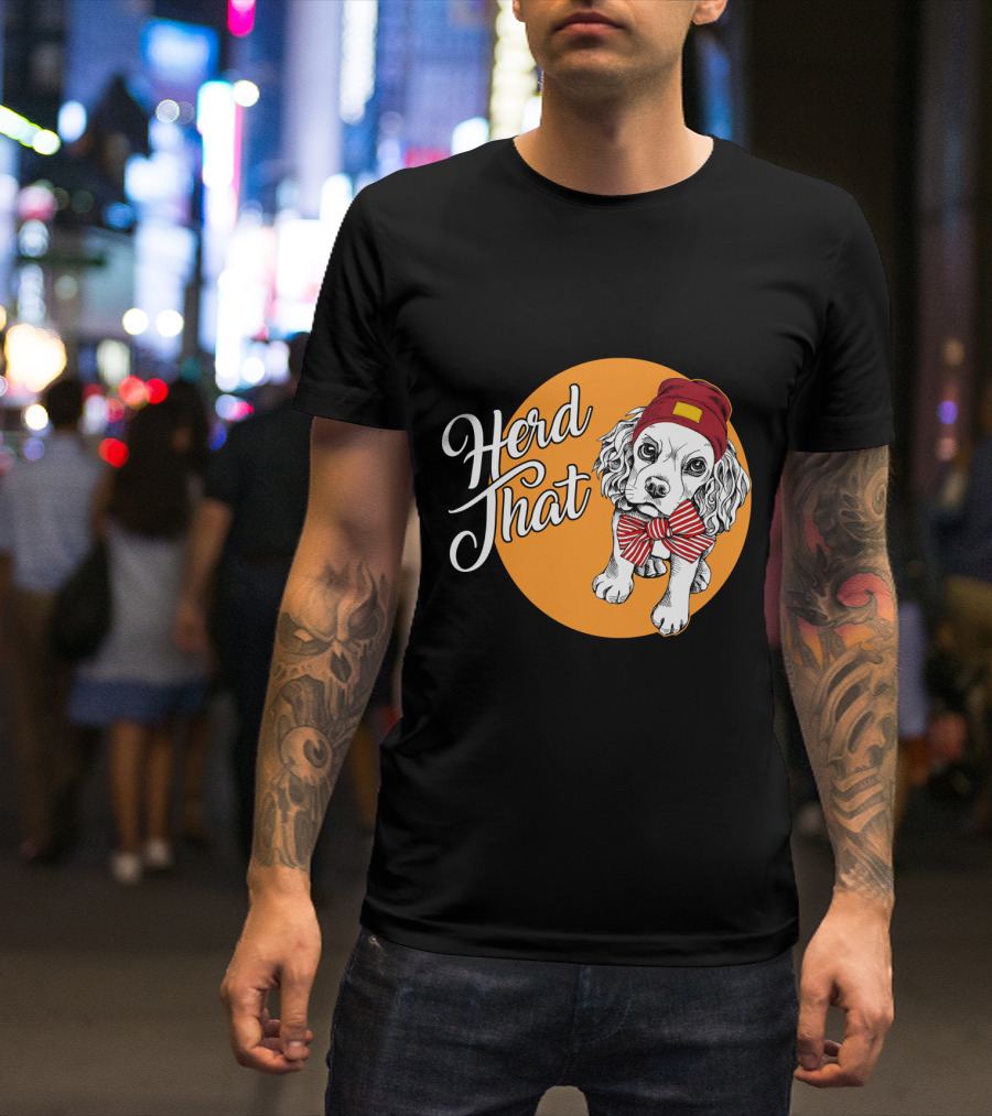 Herd That Cocker Spaniel Funny Animal Lover Dog Bow Tie Beanie T-Shirt
