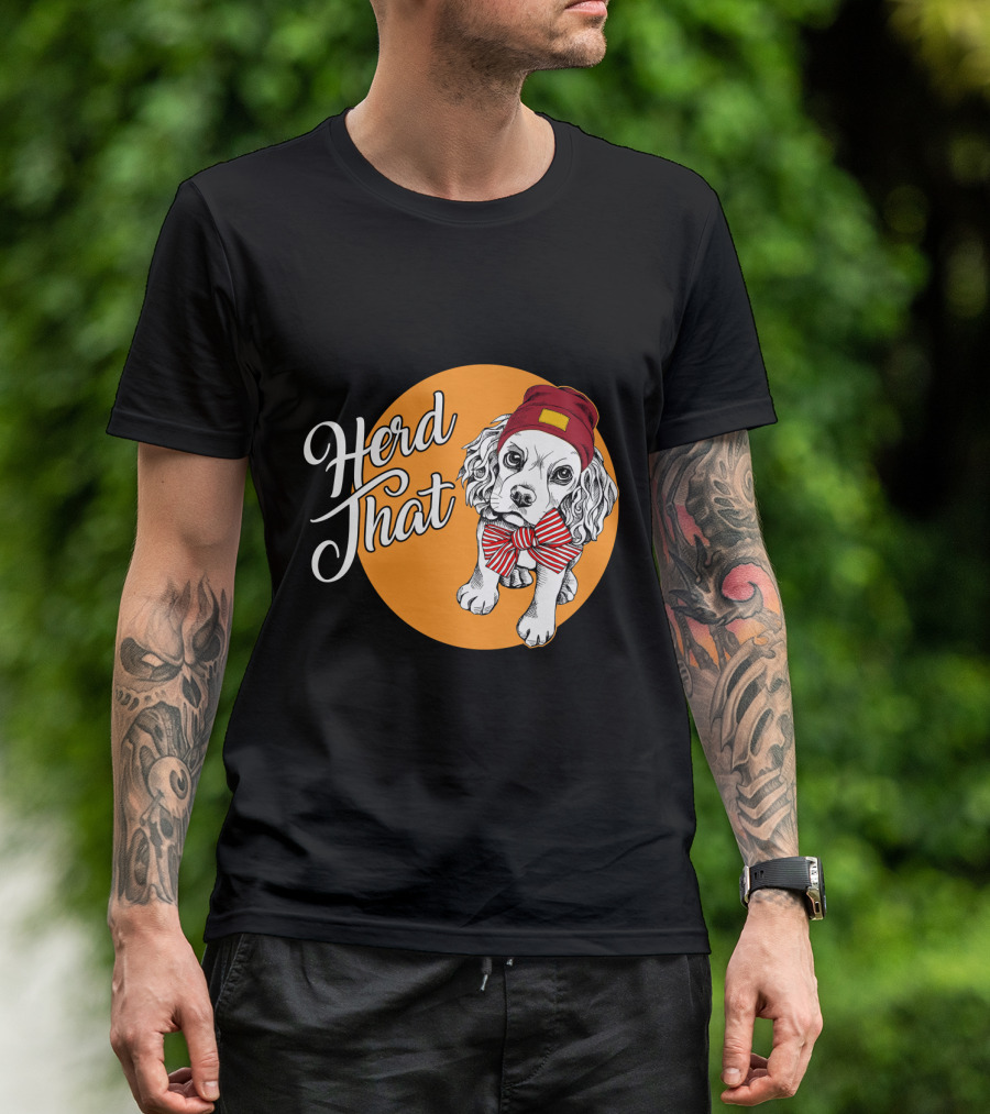 Herd That Cocker Spaniel Funny Animal Lover Dog Bow Tie Beanie T-Shirt