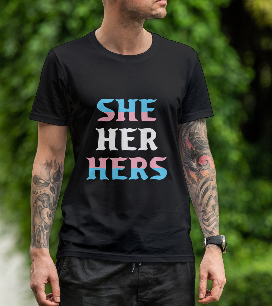 She Her Hers Transgender Pride Colors T-Shirt