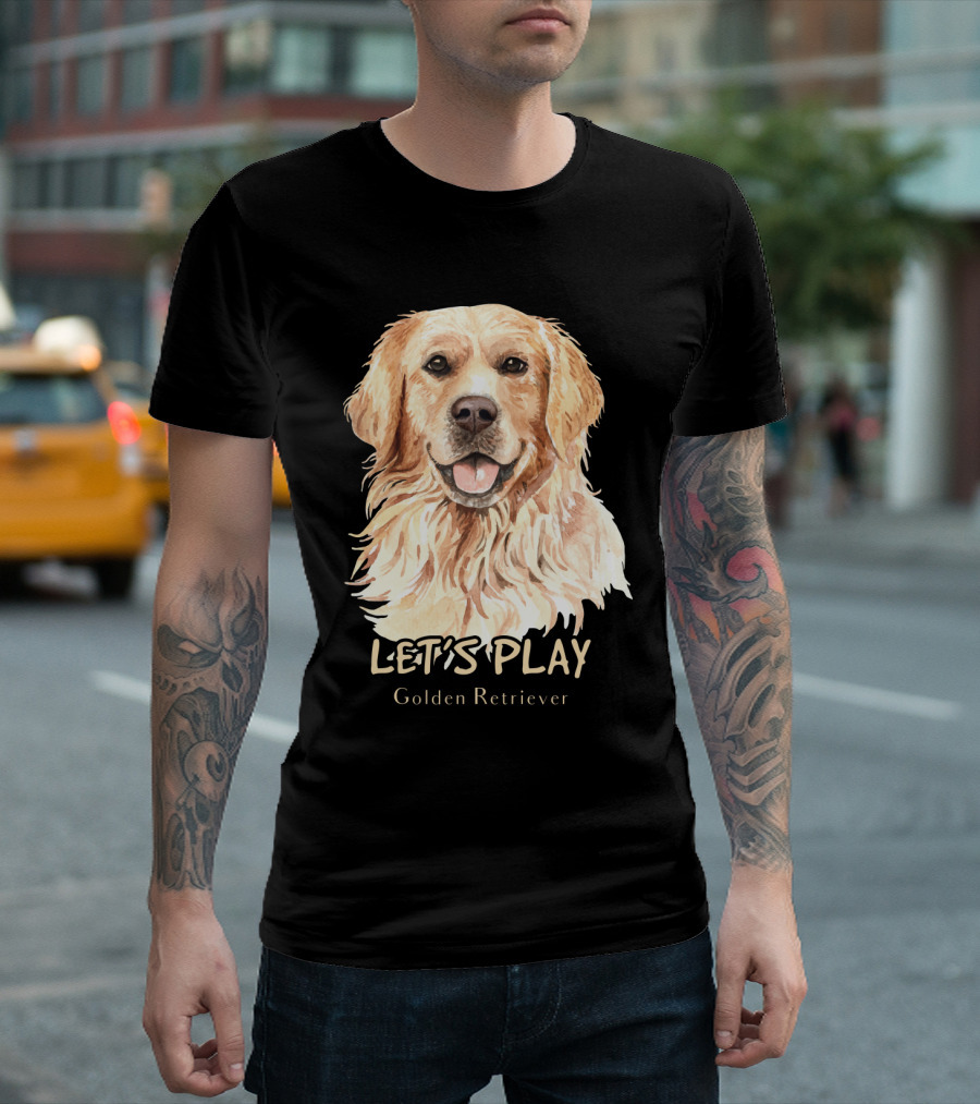 LET'S PLAY Golden Retriever Dog Watercolor T-Shirt