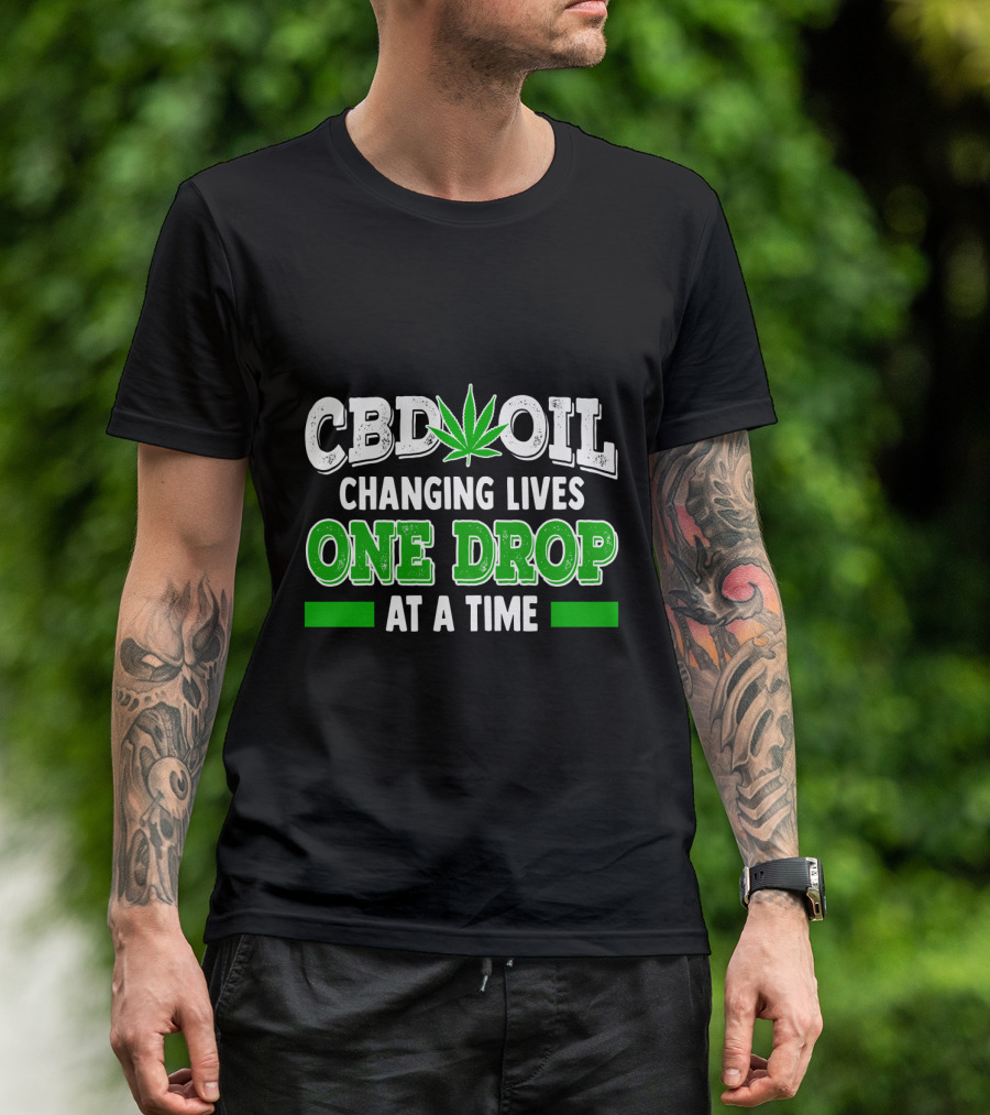 CBD Oil Changing Lives One Drop At A Time Leaf T-Shirt