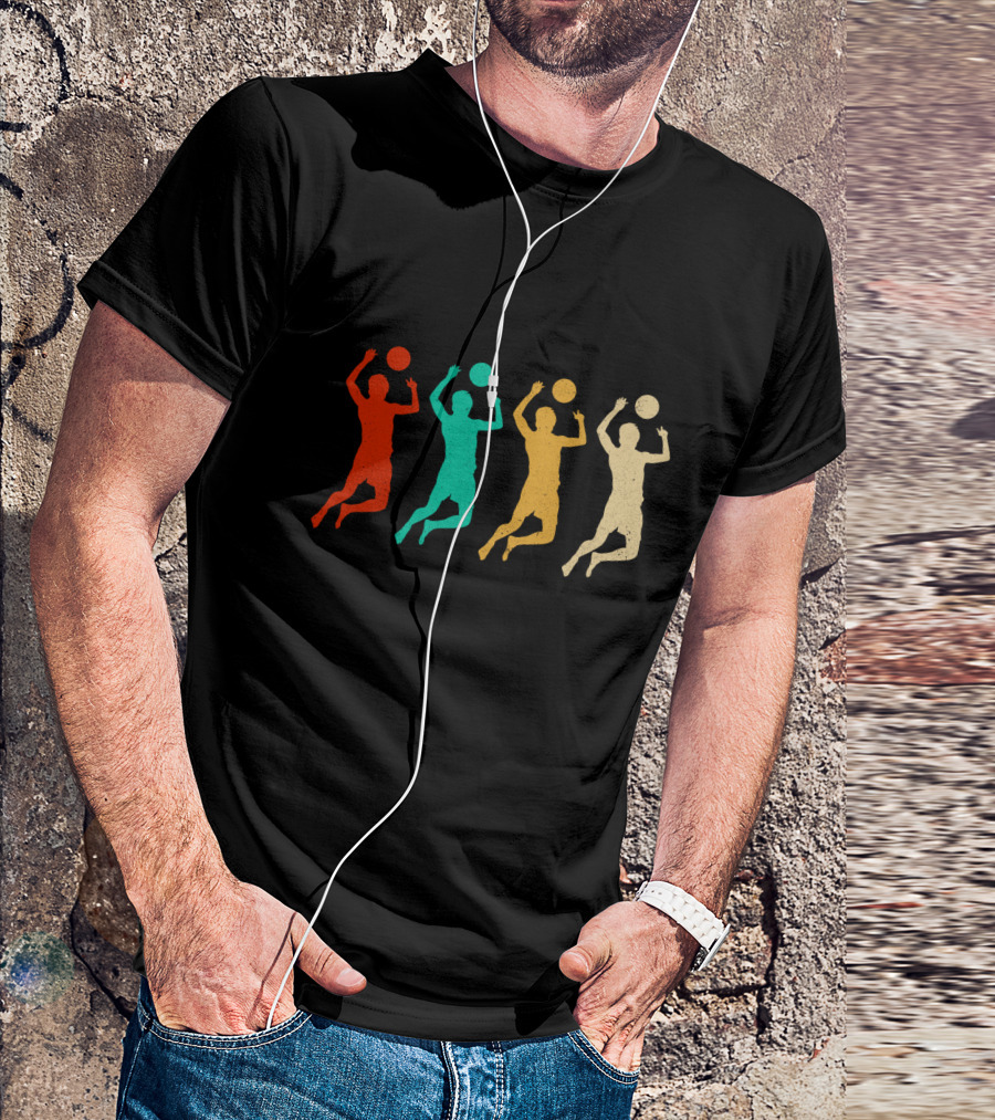 Vintage Volleyball Colorful Player T-Shirt