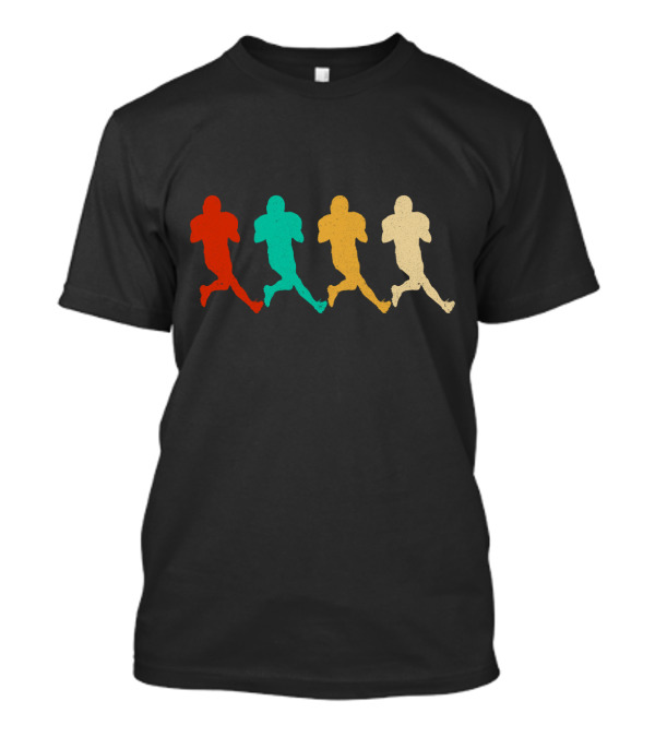 Vintage Fantasy Football Player Silhouettes Retro Colors T-Shirt