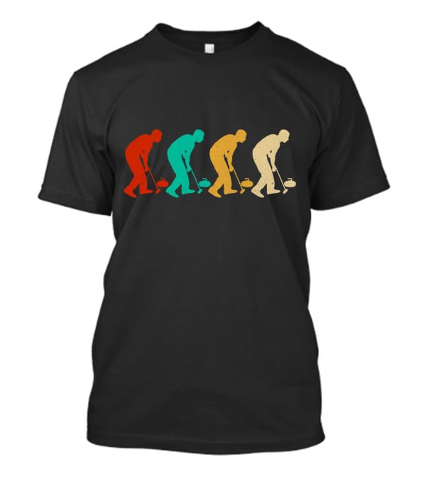 Vintage Curling Retro Silhouette Player Sequence T-Shirt