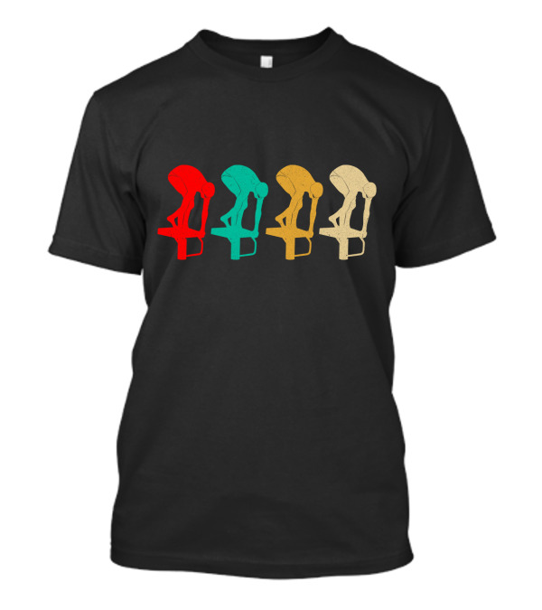 Vintage Swimming Diver Silhouettes In Retro Colors T-Shirt