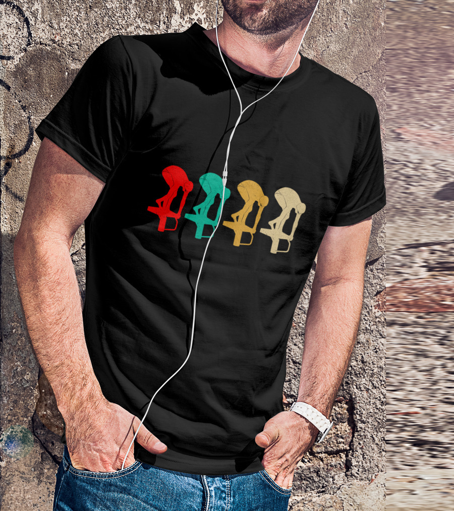 Vintage Swimming Diver Silhouettes In Retro Colors T-Shirt