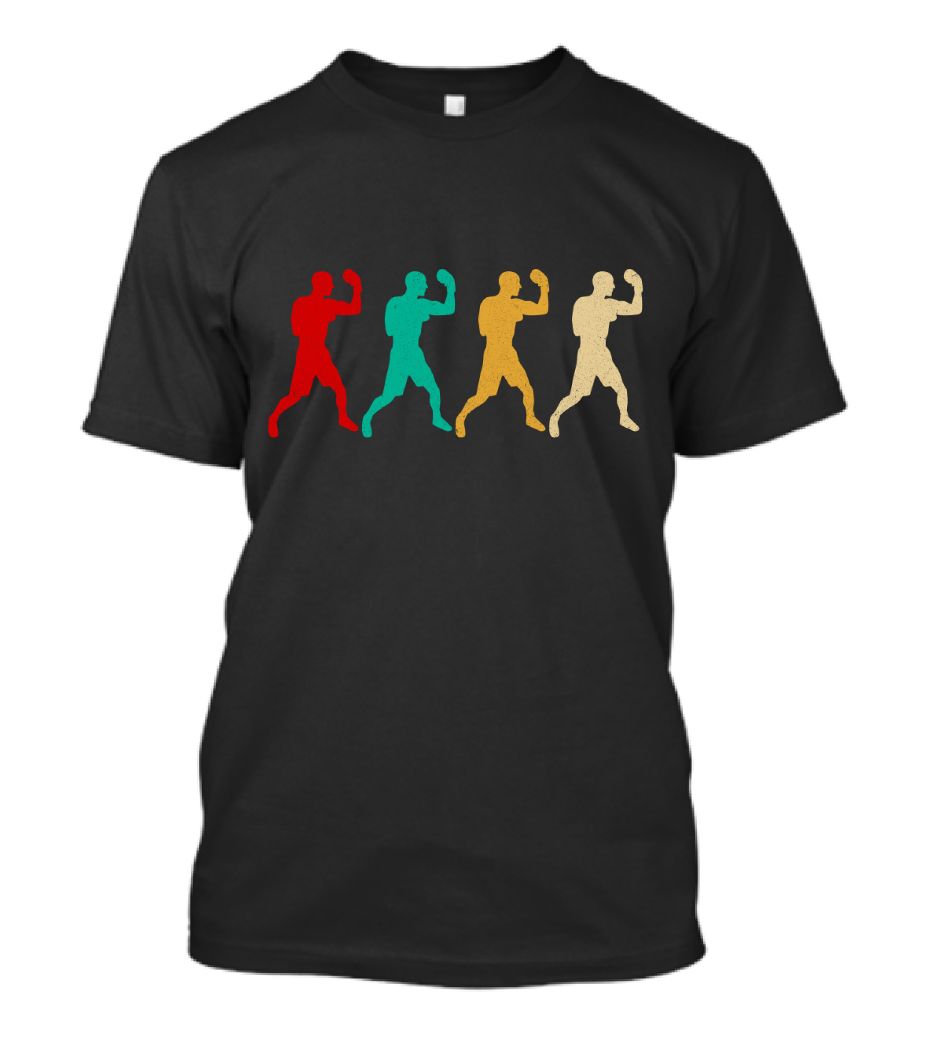 Vintage Boxing Silhouettes Retro Colorful Stance T-Shirt