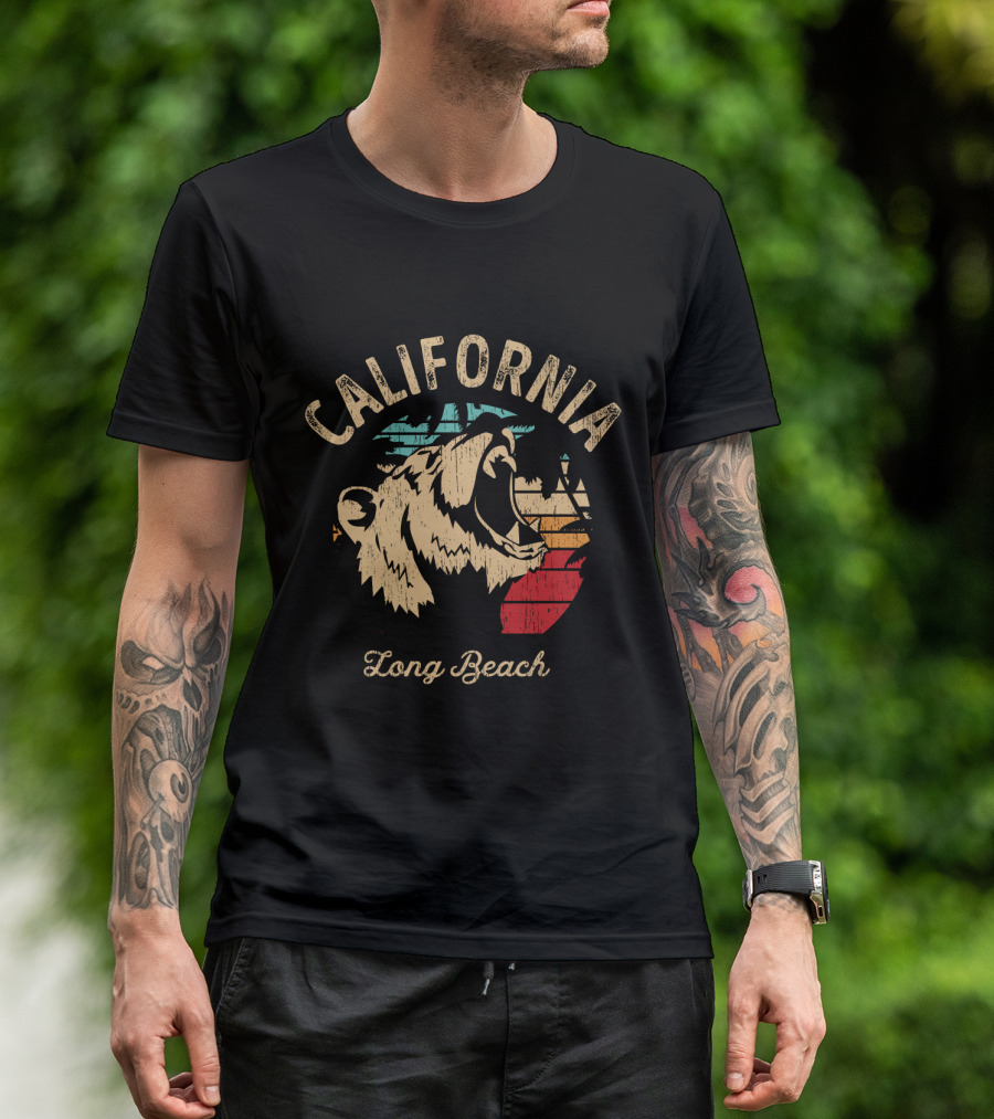 California Long Beach Bear Retro Vintage T-Shirt