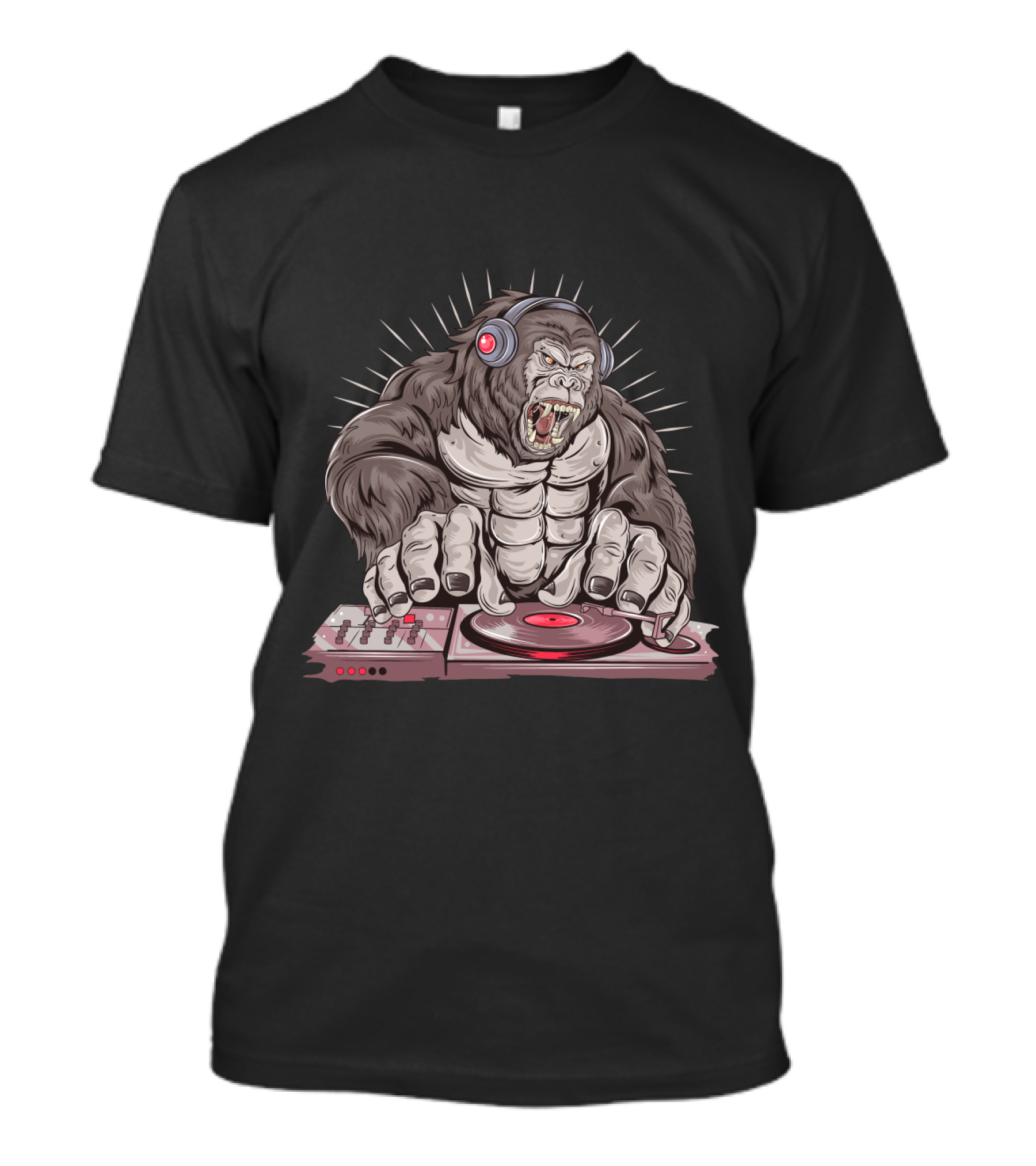 Funny Gorilla DJ With Headphones And Turntable T-Shirt