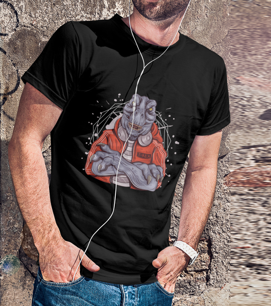 T-Rex DJ With Headphones Crossed Arms Music Jockey T-Shirt