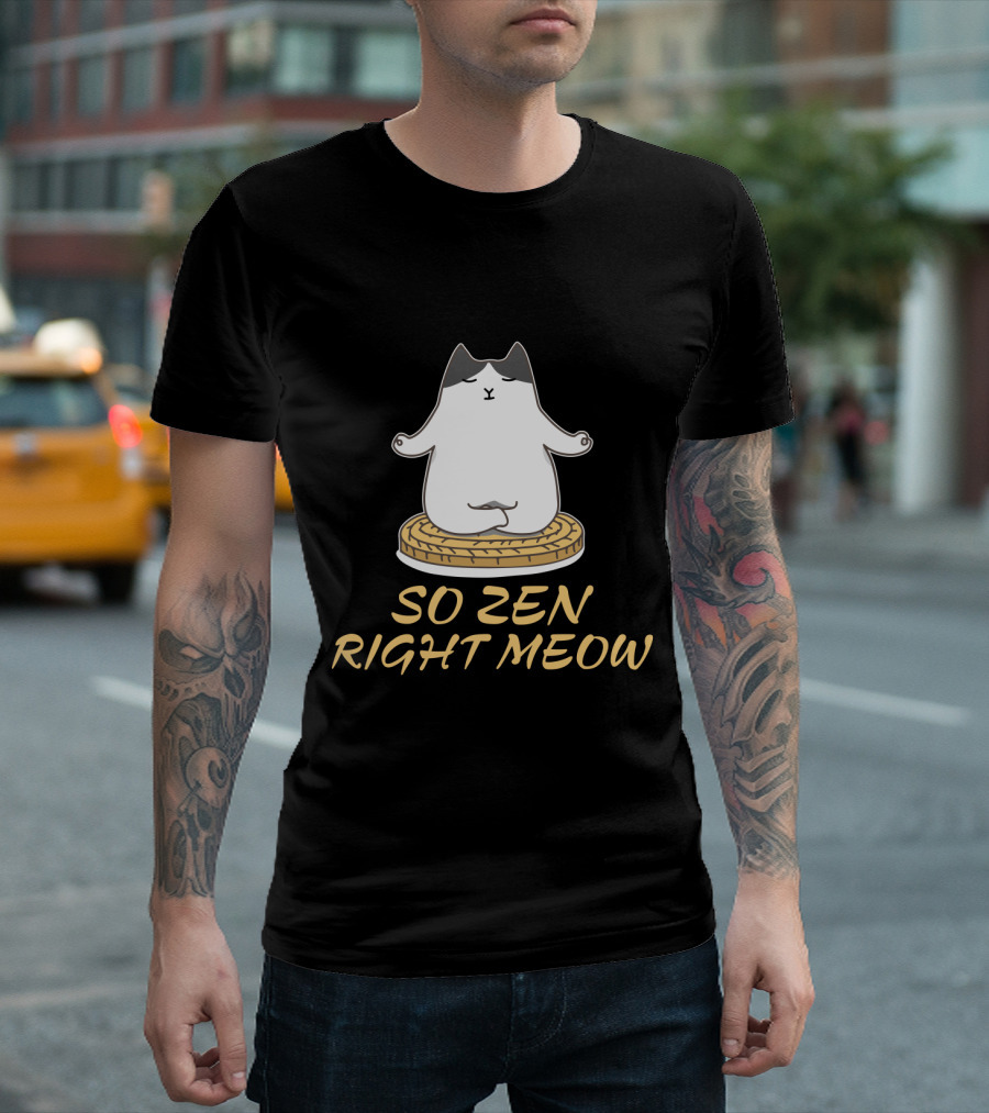 Relaxed Cat Meditating So Zen Right Meow T-Shirt