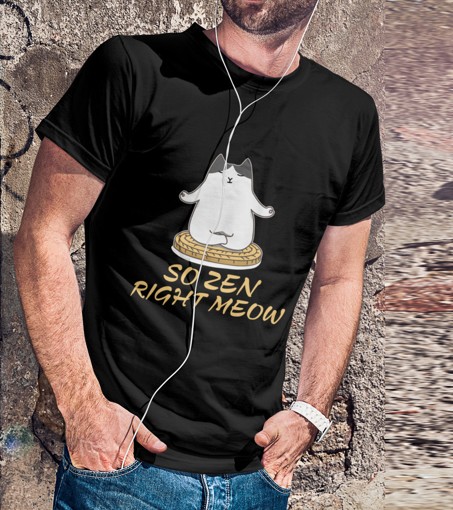 Relaxed Cat Meditating So Zen Right Meow T-Shirt