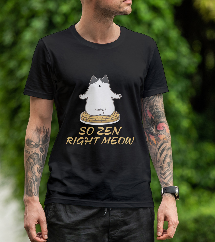 Relaxed Cat Meditating So Zen Right Meow T-Shirt