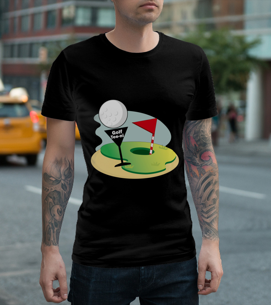 Golf Tee-ni Golf Ball Green Flag Hole T-Shirt