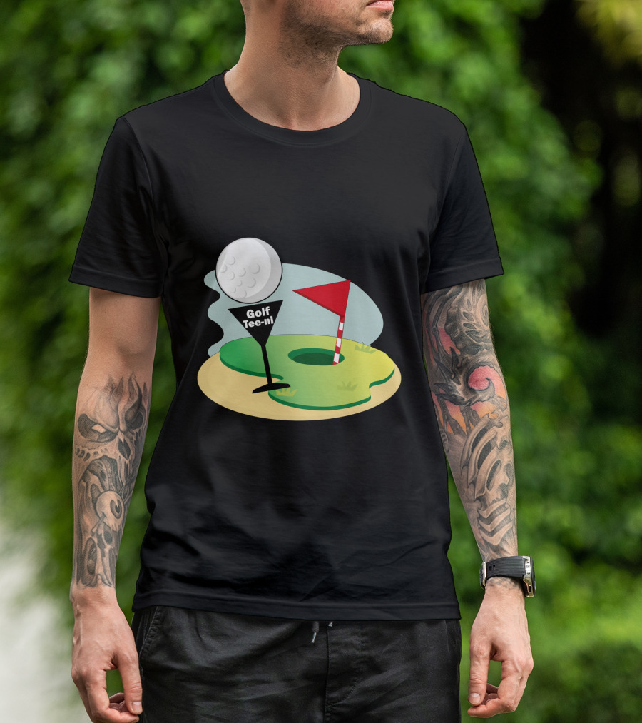 Golf Tee-ni Golf Ball Green Flag Hole T-Shirt