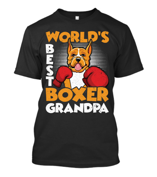 World's Best Boxer Grandpa Red Gloves Dog T-Shirt