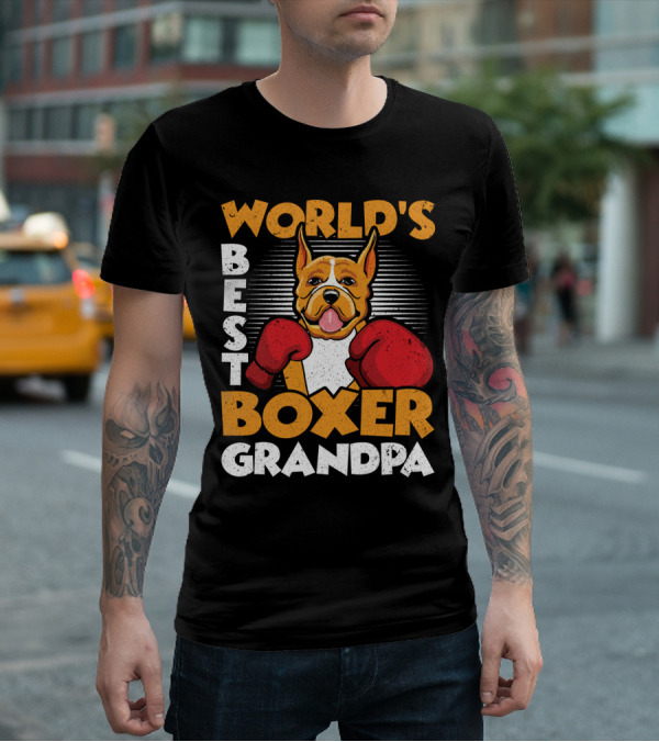 World's Best Boxer Grandpa Red Gloves Dog T-Shirt