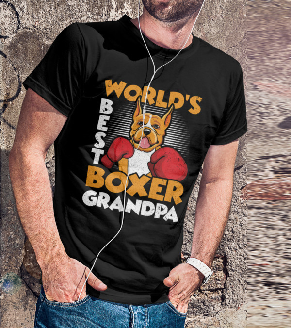 World's Best Boxer Grandpa Red Gloves Dog T-Shirt
