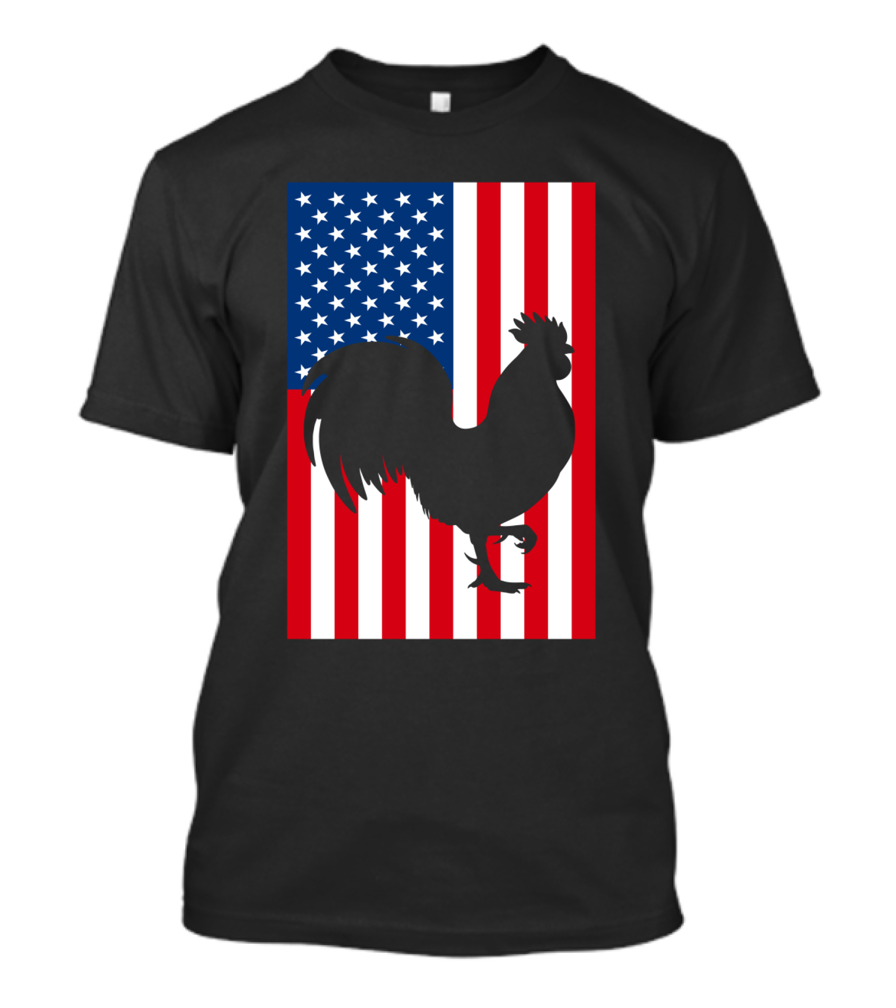 USA American Flag Rooster Silhouette T-Shirt
