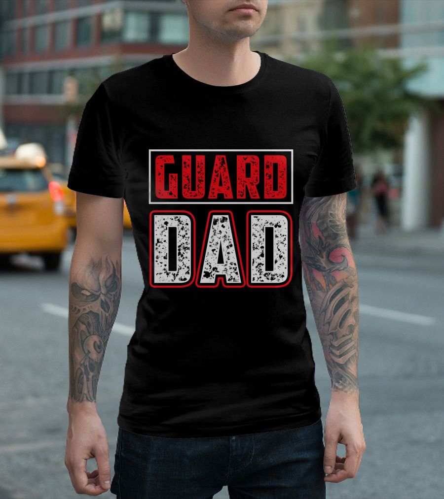 Guard Dad Bold Red White T-Shirt