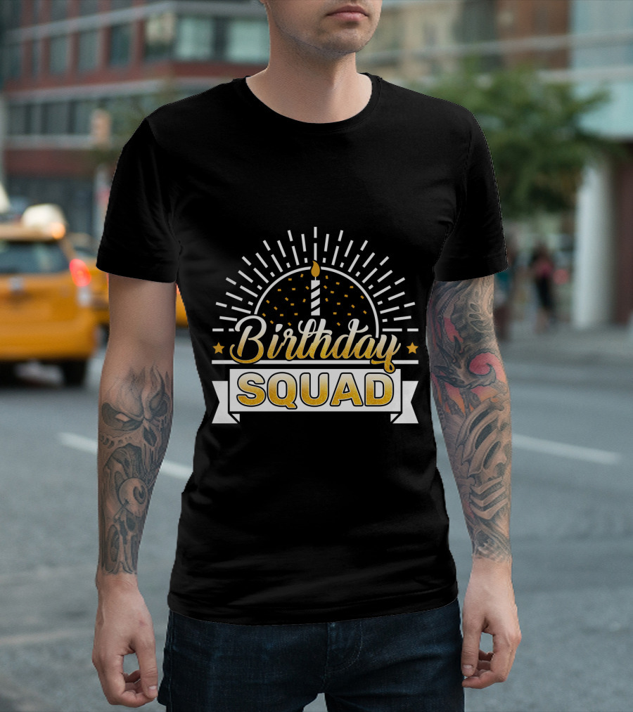 Birthday Squad Candle Celebration Banner Stars T-Shirt