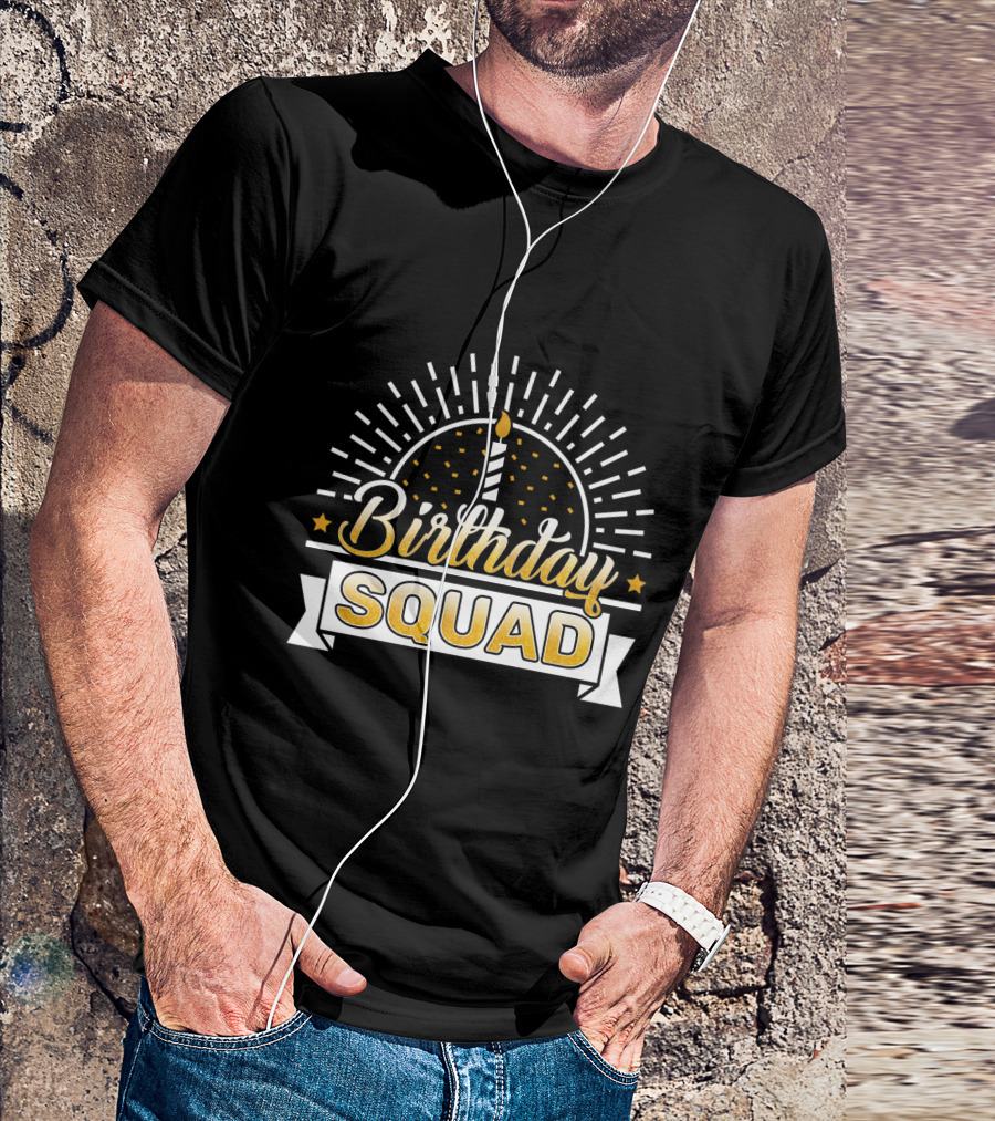 Birthday Squad Candle Celebration Banner Stars T-Shirt