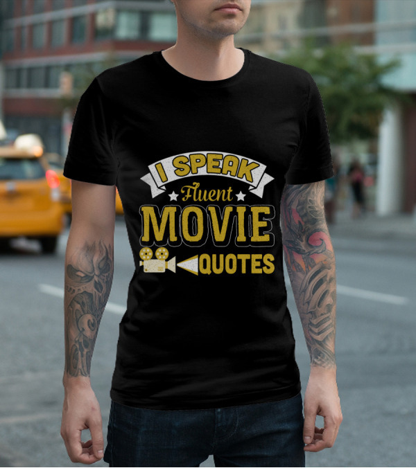 I Speak Fluent Movie Quotes Vintage Film Camera Stars T-Shirt