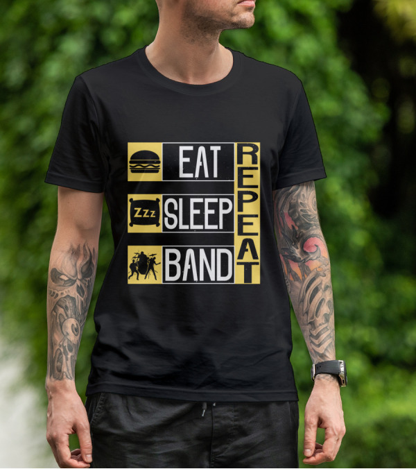 Eat Sleep Band Repeat Music Burger Pillow Icons T-Shirt