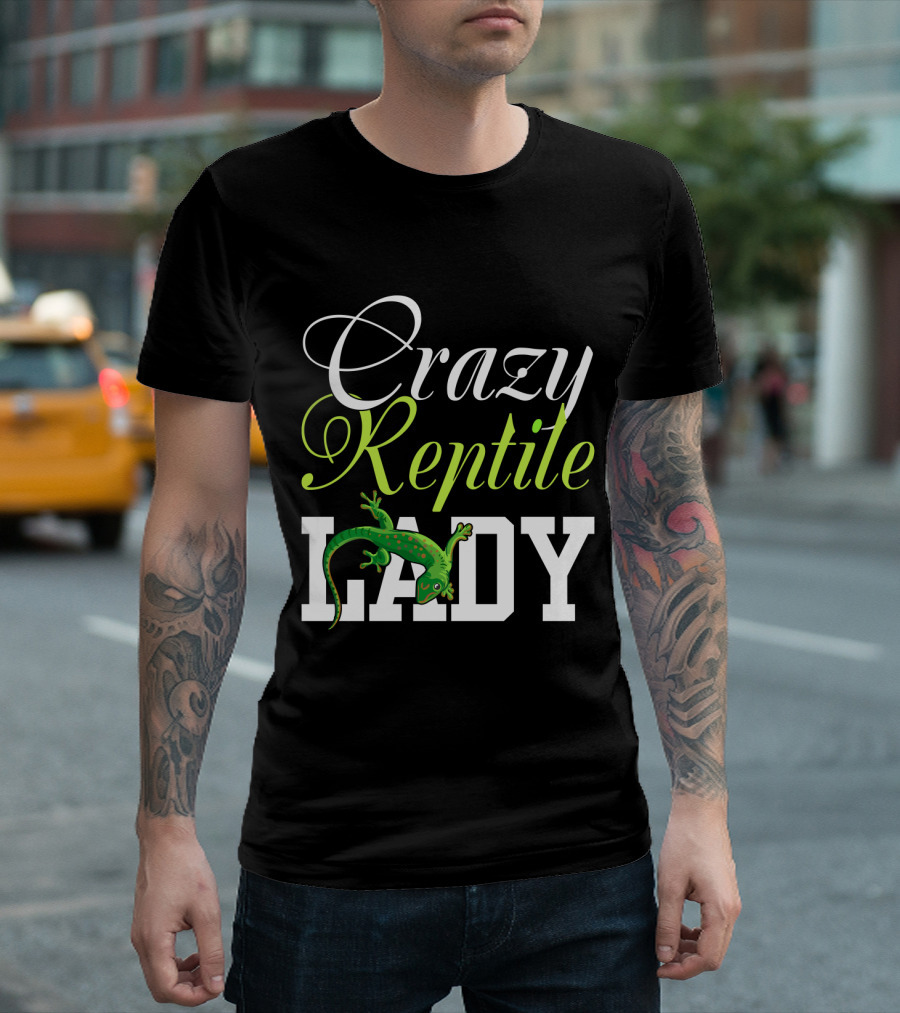 Crazy Reptile Lady Green Gecko T-Shirt