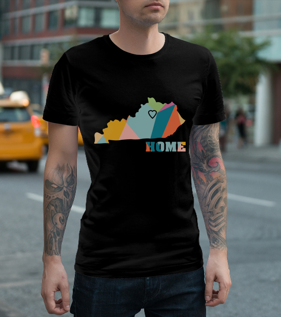 Home Kentucky State Colorful Map Heart T-Shirt
