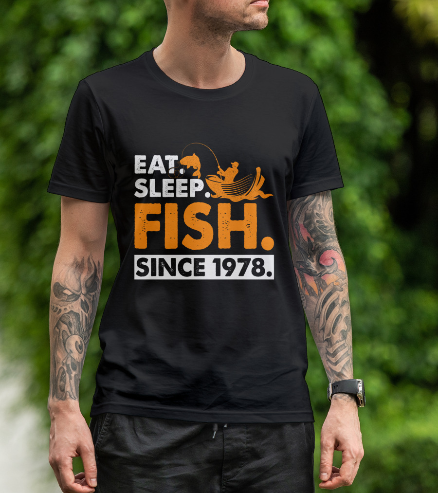Eat Sleep Fish Since 1978 Vintage Fishing Enthusiast 41st Birthday T-Shirt
