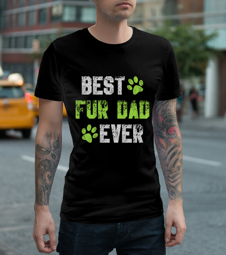 Best Fur Dad Ever Paw Prints T-Shirt