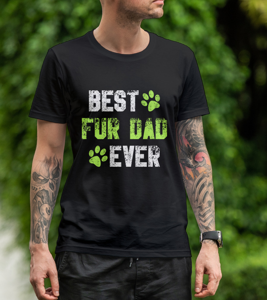 Best Fur Dad Ever Paw Prints T-Shirt