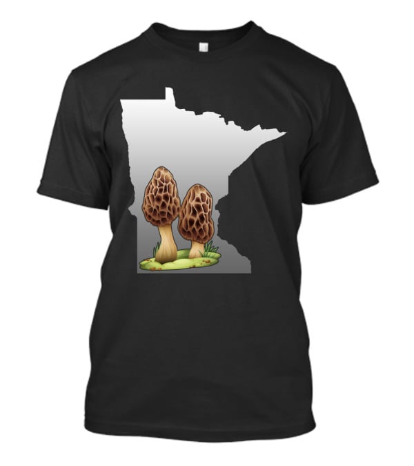 Minnesota Map With Two Morel Mushrooms In Front T-Shirt