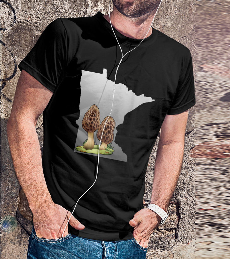 Minnesota Map With Two Morel Mushrooms In Front T-Shirt