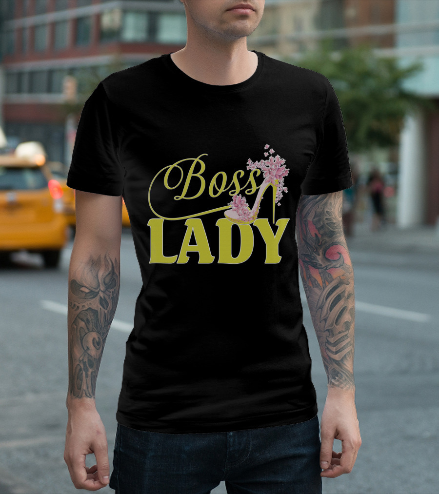 Boss Lady Floral Gold High Heel T-Shirt