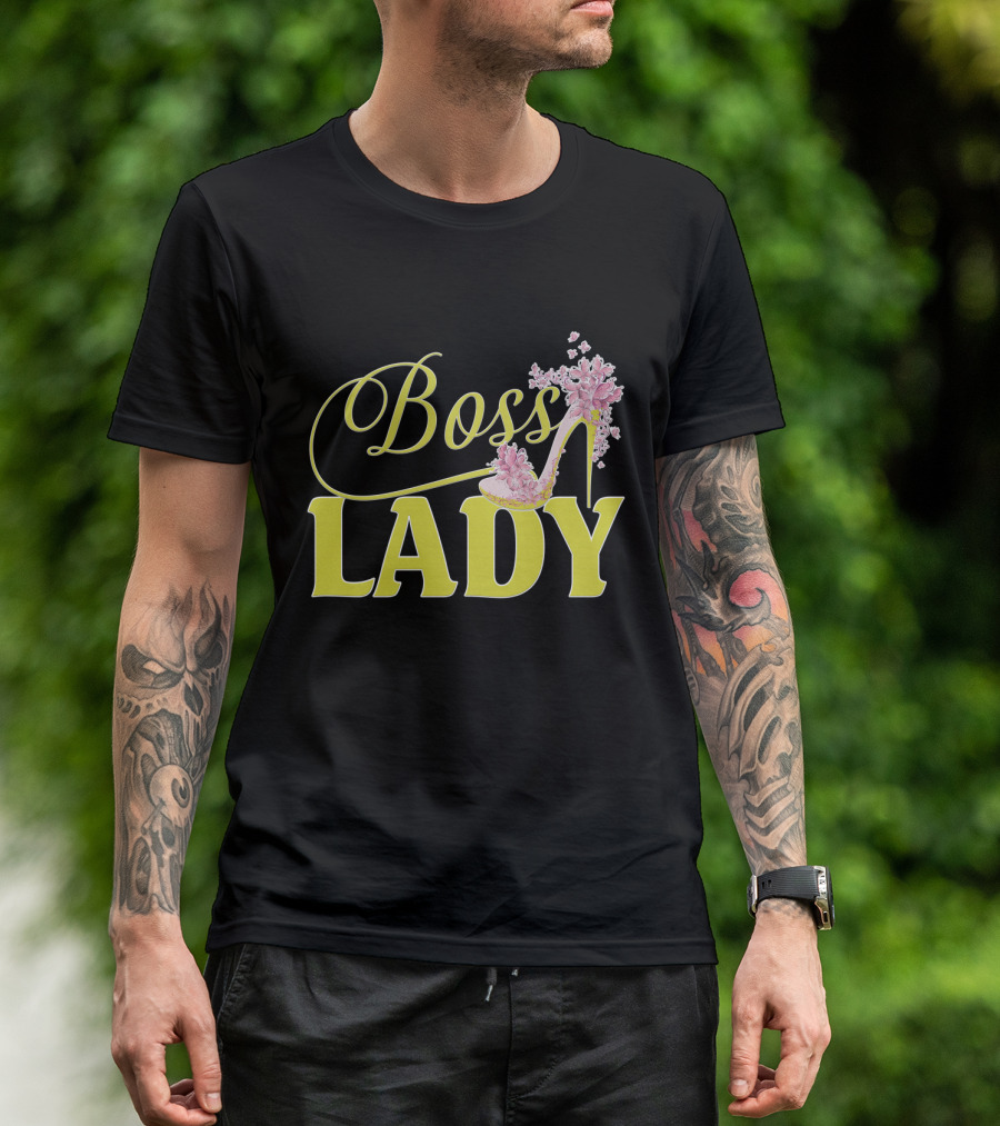 Boss Lady Floral Gold High Heel T-Shirt