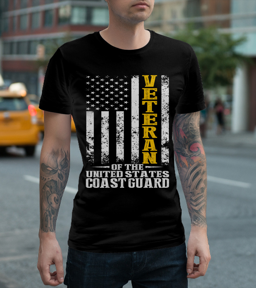 Veteran Of The United States Coast Guard USA Flag T-Shirt