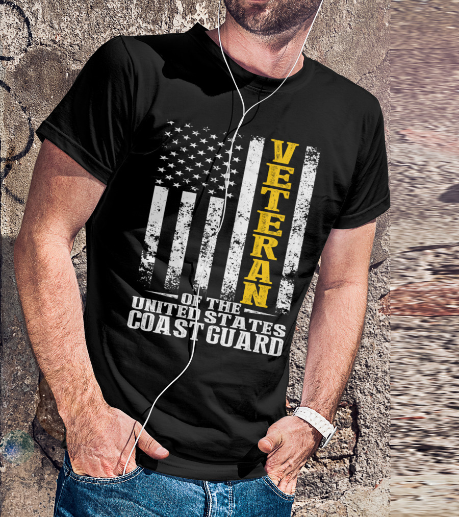 Veteran Of The United States Coast Guard USA Flag T-Shirt