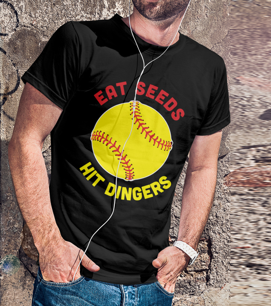Eat Seeds Hit Dingers Softball Yellow T-Shirt