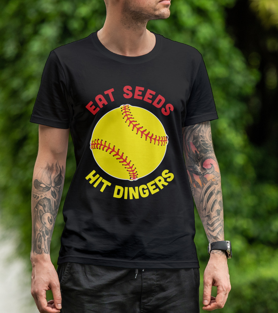 Eat Seeds Hit Dingers Softball Yellow T-Shirt
