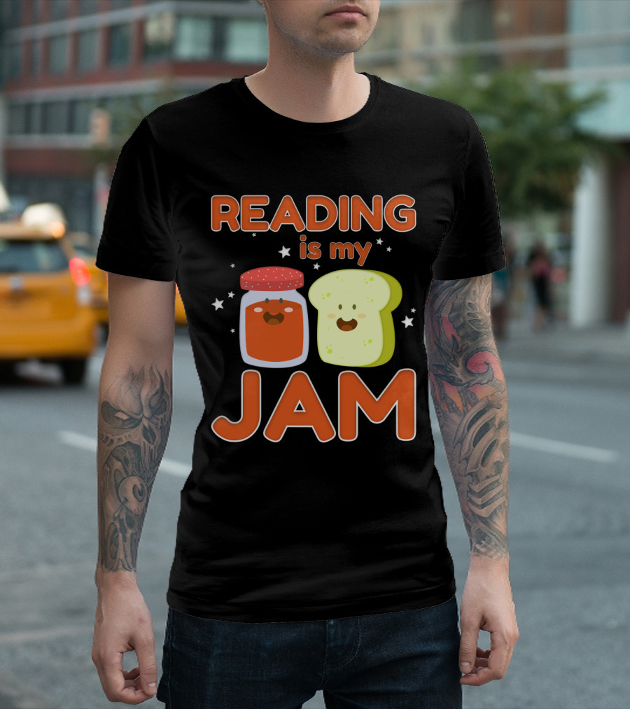 READING IS MY JAM Cute Kawaii Jam Jar and Bread with Stars T-Shirt
