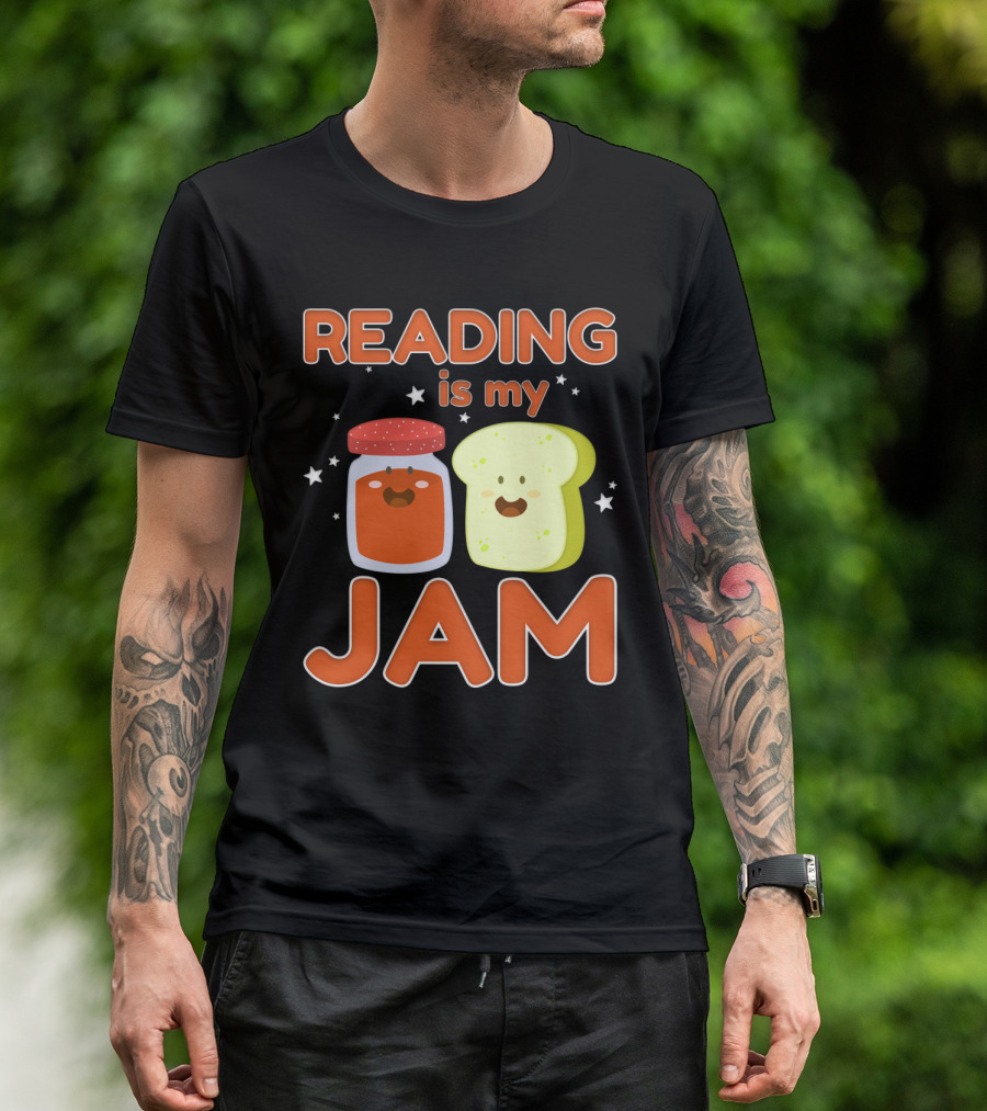 READING IS MY JAM Cute Kawaii Jam Jar And Bread With Stars T-Shirt