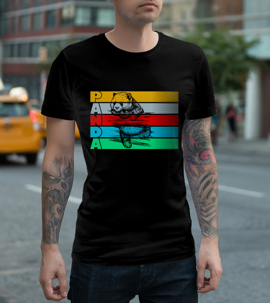Panda PAPA Retro Striped T-Shirt