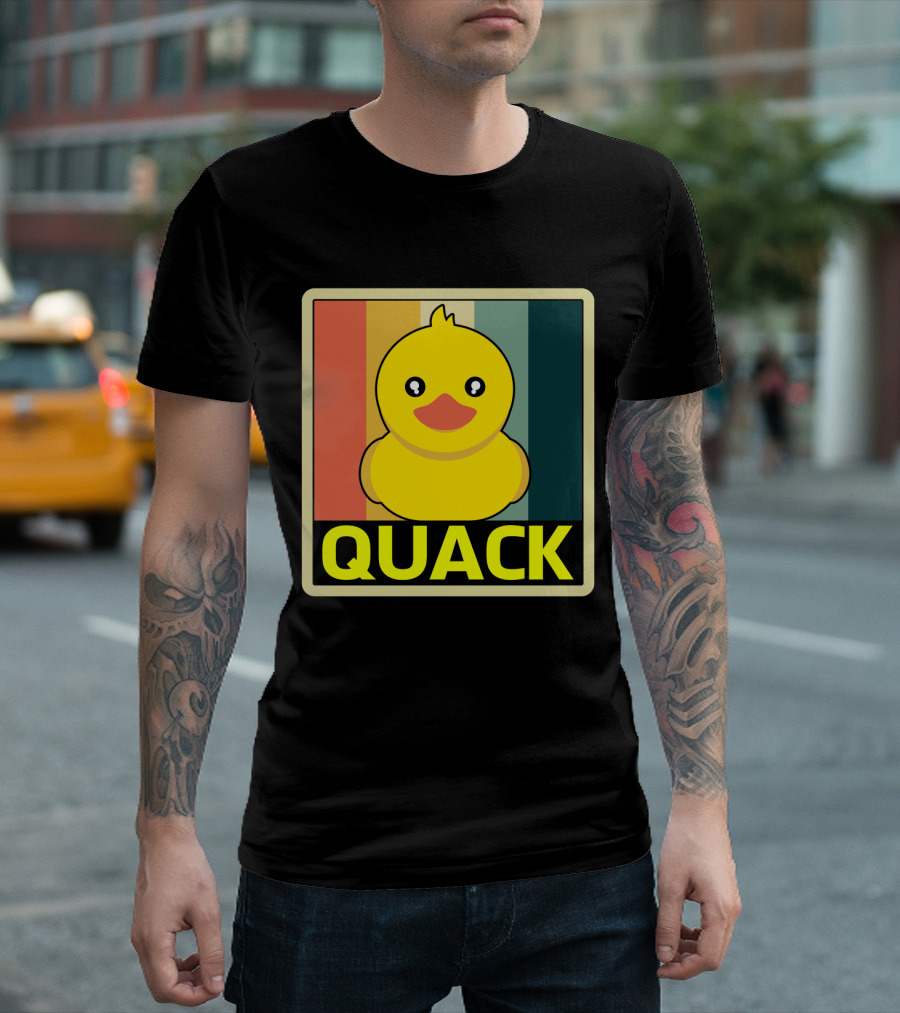 Vintage Rubber Duck Quack Retro Stripes T-Shirt
