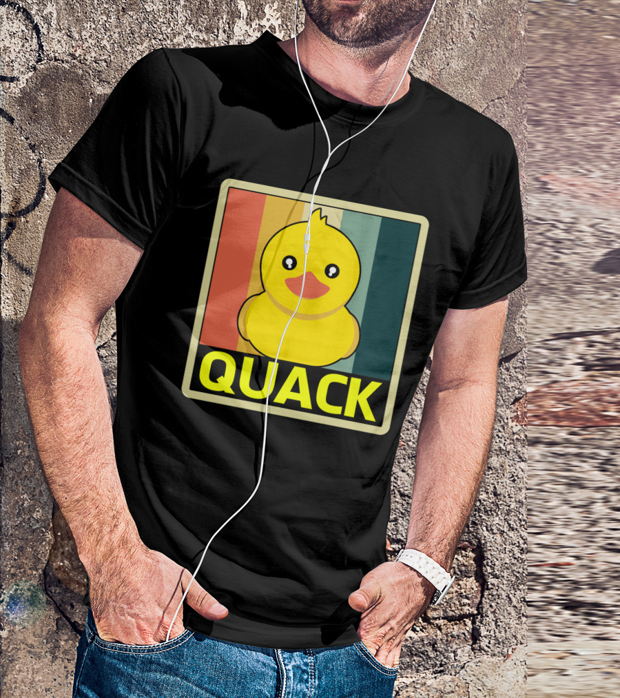 Vintage Rubber Duck Quack Retro Stripes T-Shirt